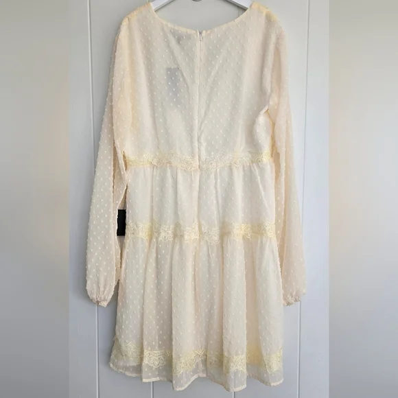 Wistful Moment Ivory Swiss Dot Long Sleeve Dress Size L - Picture 12 of 16